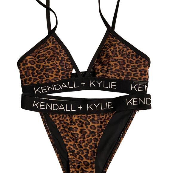 Women’s sexy leopard cheetah animal print triangle bikini. Kendall & Kylie 2pc. - Picture 7 of 11